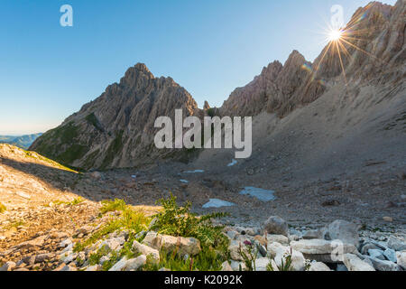 Pour Fuchskarspitze Balkenspitzen, Ascension, Allgäu, Hochalpen Allgäu, Bavière, Allemagne Banque D'Images