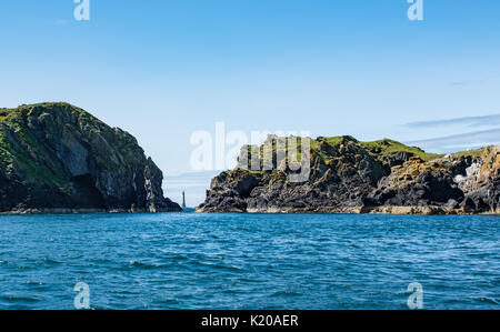 Chicken Rock Lighthouse view Dragon entre Rock et Calf Of Man Banque D'Images