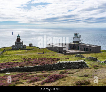 Vue de trois phares sur Calf Of Man Banque D'Images