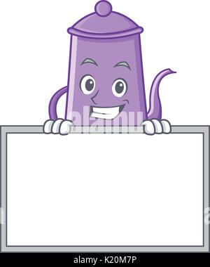 Conseil grimaçant personnage cartoon théière violet Illustration de Vecteur