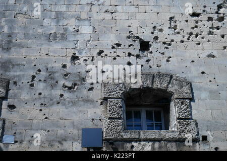 WW 2 trous de balle dans le mur de la Citadelle, Budapest, Hongrie Banque D'Images