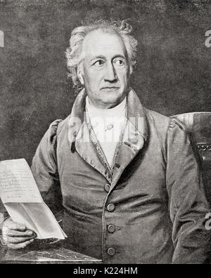 Johann Wolfgang von Goethe, 1749 - 1832. L'écrivain et homme d'État allemand. À partir de la bibliothèque internationale de la littérature célèbre, publié c.1900 Banque D'Images