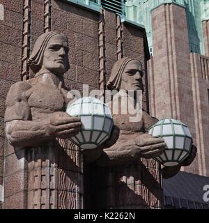 Les chiffres en face de la gare centrale d'Helsinki Banque D'Images