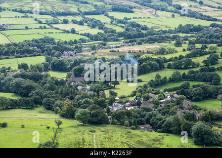 Le village de Edale en été. Parc national de Peak District, Derbyshire, Angleterre. Banque D'Images