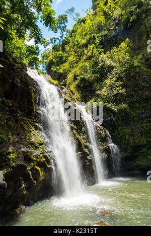 La Waikani falls (trois ours) sur l'île de Maui, Hawaii Banque D'Images