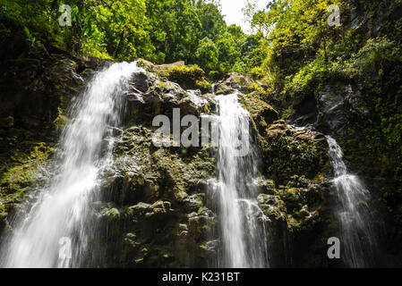 La Waikani falls (trois ours) sur l'île de Maui, Hawaii Banque D'Images