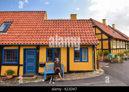 Dueodde, au Danemark. Août 21, 2017. Vue de la ville de Allinge sur l'île danoise de Bornholm, près de la mer Baltique, Danemark, Dueodde 21 août 2017. L'île de Bornholm et le groupe d'îles le plus éloigné du Danemark sont Ertholmene îles de l'Est. Grâce à son emplacement, Bornholm compte un nombre plus élevé d'heures de soleil. - Pas de service de fil - Photo : Patrick Pleul/dpa-Zentralbild/ZB/dpa/Alamy Live News Banque D'Images