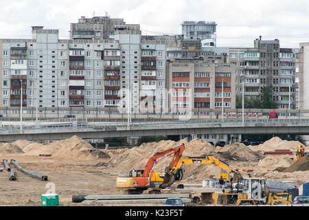 Immeubles à appartements de Kaliningrad, Russie, le 27 août 2017. La ville est l'un des sites de jeu pour la Coupe du Monde de la FIFA 2018 en Russie. Photo : Marius Becker/dpa Banque D'Images