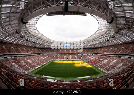 Moscou, Russie. Août 29, 2017. Photo de l'intérieur du stade olympique Luzhniki prises à Moscou, Russie, le 29 août 2017. La ville est un des endroits de la Russie 2018 Coupe du Monde de football. Photo : Marius Becker/dpa/Alamy Live News Banque D'Images