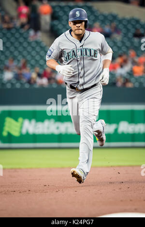 Baltimore, Maryland, USA. 28 août 2017 : au cours de MLB match entre les Mariners de Seattle et les Orioles de Baltimore à l'Oriole Park at Camden Yards de Baltimore, Maryland. Scott/Taetsch Crédit CSM : Cal Sport Media/Alamy Live News Banque D'Images
