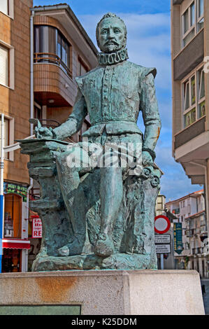Miguel de Cervantes Saavedra, statue, Santona, Cantabria, Espagne, Europe, Banque D'Images
