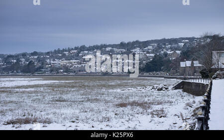 Grange Over Sands dans la neige Hiver 2016 Banque D'Images