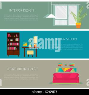 Mobilier d'intérieur bannière . Vector illustration télévision . Illustration de Vecteur