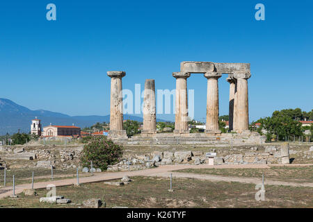 Temple d'Apollon, l'ancienne Corinthe, Grèce Banque D'Images