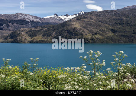 Plage (lac) Puerto Rio Tranquilo Patagonie Chili le long de X728 Cruce Ruta 7 Bay (Bahia) Exploradores Banque D'Images