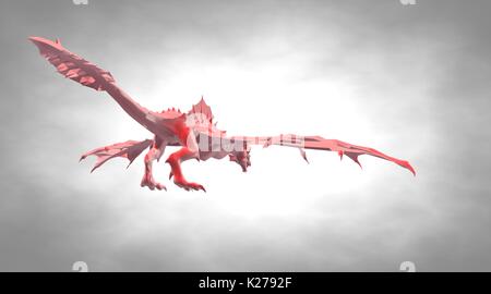 Le rendu 3D d'un dragon volant big effrayant avec de grandes ailes Banque D'Images