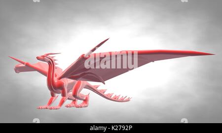 Le rendu 3D d'un dragon volant big effrayant avec de grandes ailes Banque D'Images