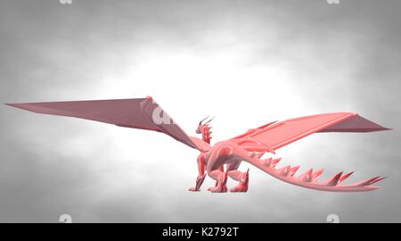 Le rendu 3D d'un dragon volant big effrayant avec de grandes ailes Banque D'Images