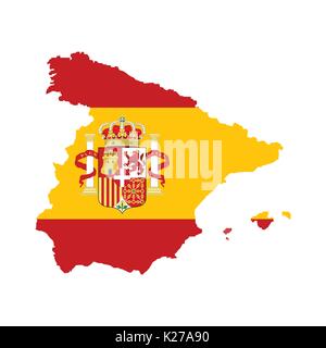 La carte d'Espagne avec l'Espagne à l'intérieur du pavillon. Vector illustration Illustration de Vecteur