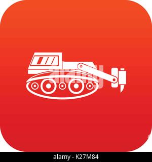 Avec l'icône du marteau hydraulique pelle rouge numérique Illustration de Vecteur