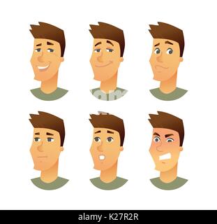 Les expressions du visage - Homme d'affaires moderne vector illustration personnages Illustration de Vecteur