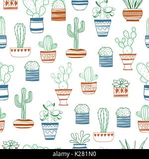 Modèle vectoriel continu avec contours colorés plantes grasses . Illustration de Vecteur