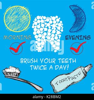 Concept de soins dentaires. Vous brosser les dents .Vector illustration Illustration de Vecteur