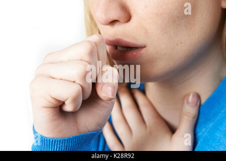 Portrait de femme souffrant de toux Banque D'Images