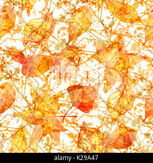 Jaune d'or et feuilles d'automne, motif transparent Banque D'Images