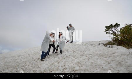 Tohoku, Japon - 15 mai 2017. Quelques touristes sur le mont Iwate au Japon Tohoku. Mt Iwate (2038 m) est l'une des meilleures vues panoramiques de l'ensemble de la Toho Banque D'Images