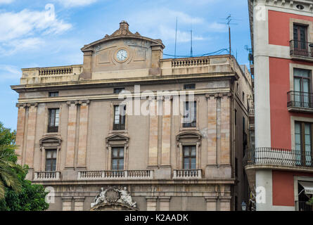 Belle architecture sur La Rambla à Barcelone Espagne Banque D'Images