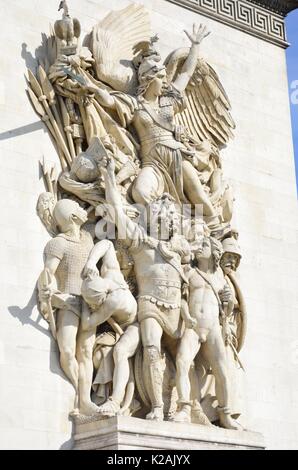 Sculptures détaillées sur l'Arc de Triomphe Banque D'Images