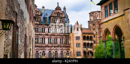 Impressionnant château médiéval à Heidelberg, Allemagne. Banque D'Images