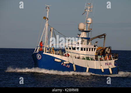 Bateau de pêche 'tranquillité', Mer du Nord, septembre 2014. Tous les non-usages de rédaction doivent être effacés individuellement. Banque D'Images