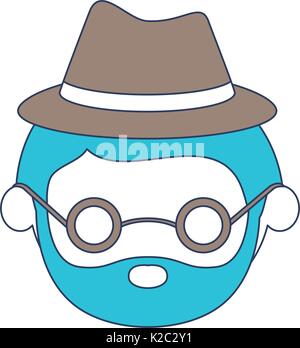 Personnes âgées caricature sans visage barbu avec chapeau et lunettes dans la section couleur ossature Illustration de Vecteur