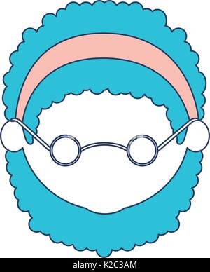 Caricature sans visage femme âgée avec des lunettes et noeud dentelle coiffure cheveux bouclés avec des lunettes en couleur article ossature Illustration de Vecteur