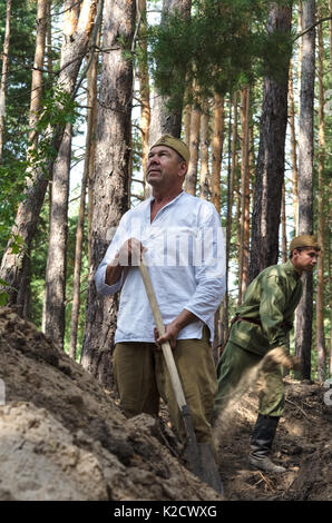 La reconstruction des événements de la seconde guerre mondiale, la Russie, Dimitrovgrad, 26 aoû 2017. Portrait d'un soldat de l'Armée rouge Banque D'Images