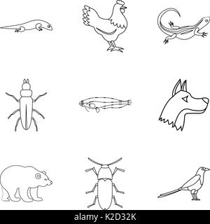 Mammal icons set style du contour, Illustration de Vecteur