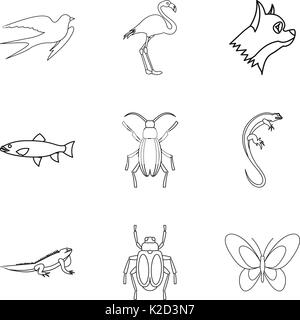 Espèce d'icons set style du contour, Illustration de Vecteur