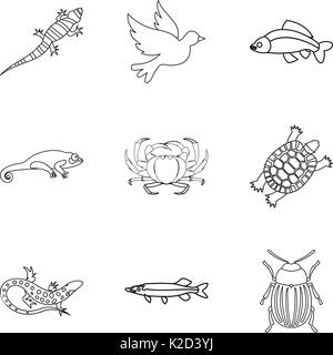 Dorr icons set style du contour, Illustration de Vecteur