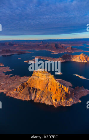 Vue aérienne du lac Powell, réservoir, Page, Arizona, USA, février 2015. Banque D'Images