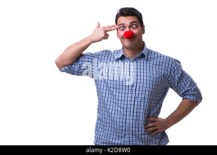 L'homme drôle clown isolé sur fond blanc Banque D'Images