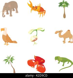 L'animalité icons set, cartoon style Illustration de Vecteur