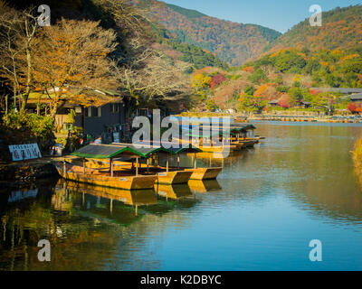 HAKONE, JAPON - Juillet 02, 2017 : Bateaux sur un lac entourant de beaux cerisiers à Chidorigafuchi parc urbain au cours de Festival à Tokyo Sakura Hanami affichage des cerisiers en fleurs est une activité populaire au Japon Banque D'Images