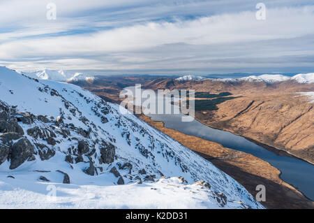 Panoramaic vue sur le Loch Etive de Ben Starav au milieu de l'hiver. Glen Etive, Highlands d'Ecosse, Royaume-Uni, janvier 2016. Banque D'Images