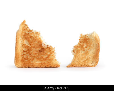 Deux morceaux de pain grillé isolé sur fond blanc. chemin de détourage est inclus Banque D'Images