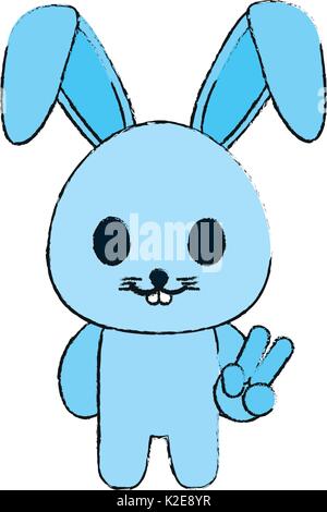 Kawaii bunny doodle colorés sur fond blanc vector illustration Illustration de Vecteur