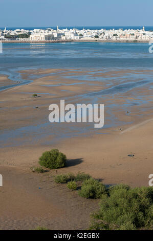 Sur, une ville à la côte d'Oman, avec des bancs de sable et des vasières tidales, Sultanat d'Oman, février. Banque D'Images