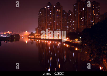 Guangzhou estate dans la nuit Banque D'Images