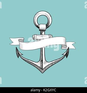 Vector hand drawn ancre nautique. Illustration de Vecteur